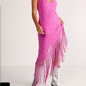 Nasty Gal Pink Fringe Dress